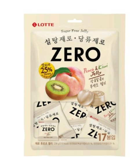 樂天 Zero 零砂糖水蜜桃奇異果味軟糖 237g(17小包)